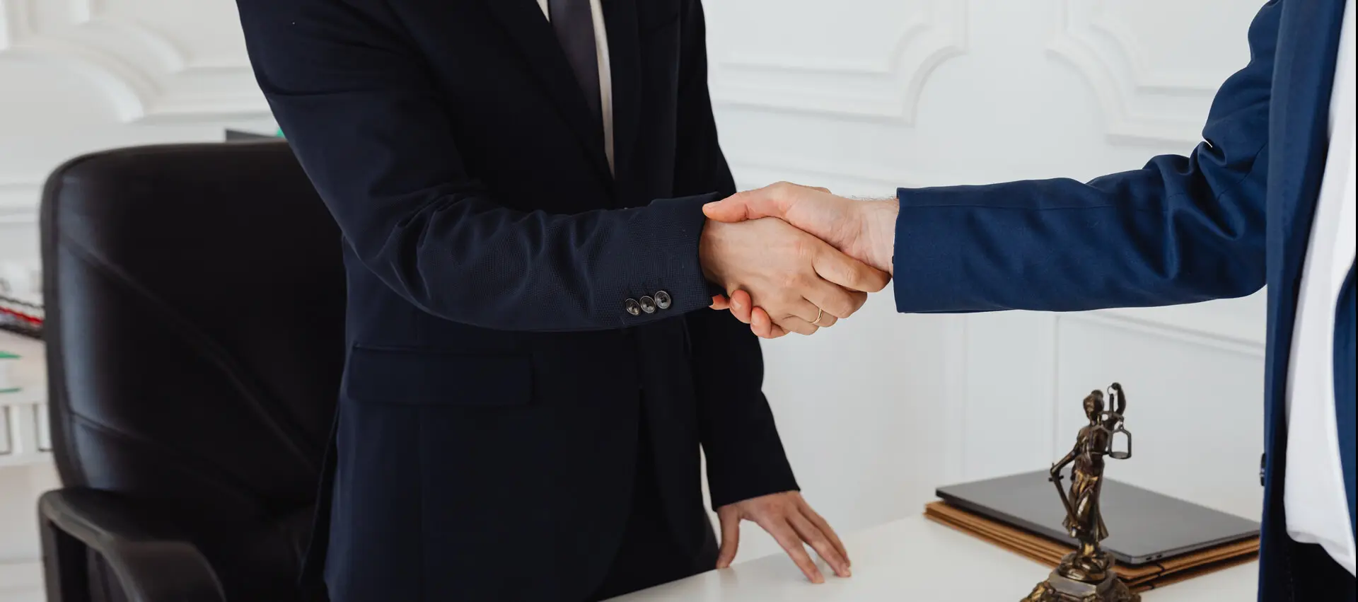 Two business people shaking their hands